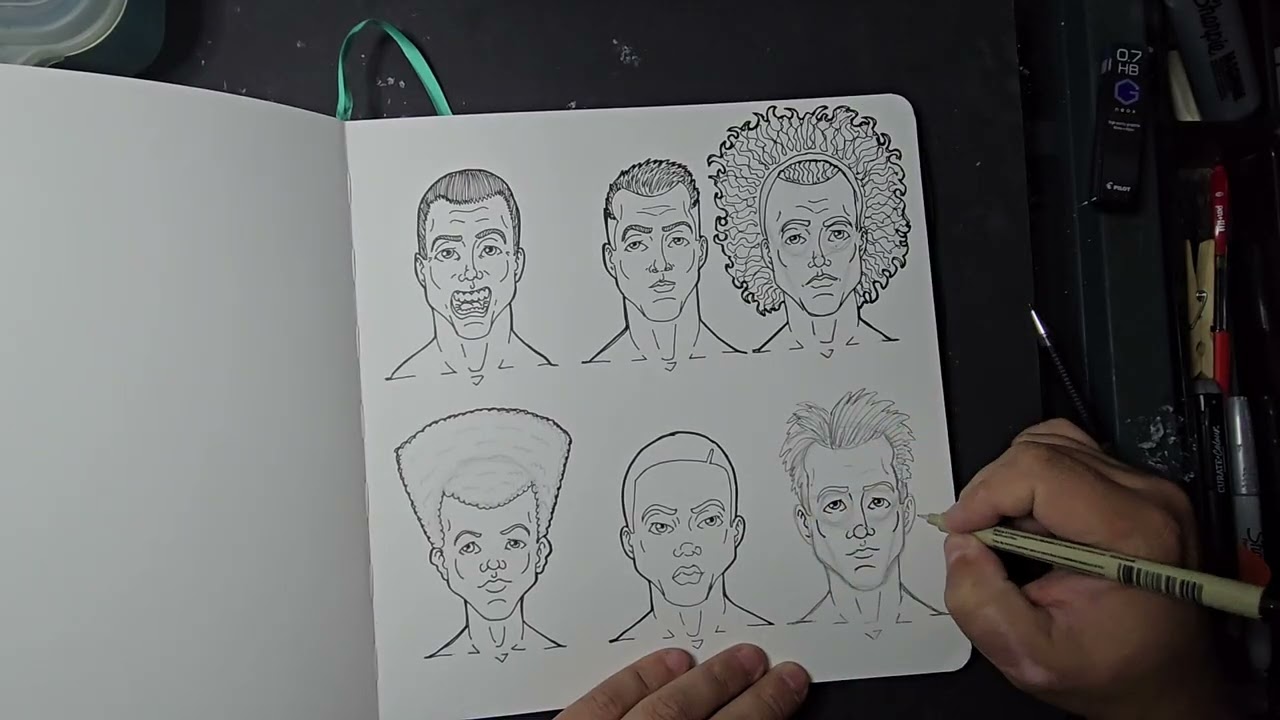 Drawing faces to fill the city of my new comic book