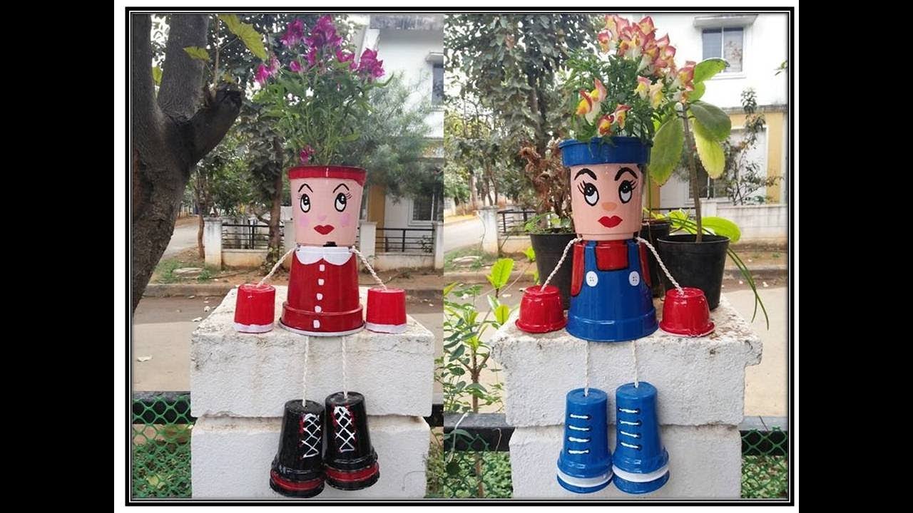 Plastic People Pot | Plastic Pot Craft | Plastic Pot Decoration | Plastic Planter | Plater