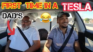 Celebrity 😳My Dad’s First Time in a Tesla Model 3 EVER!! 🤯 (He wasn’t Ready😅) #teslamodel3 #tesla Wealth