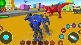 Red Dino Robot Transform War Jet Bike Car Dinosaur Transformation Robot Game New- Android Gameplay