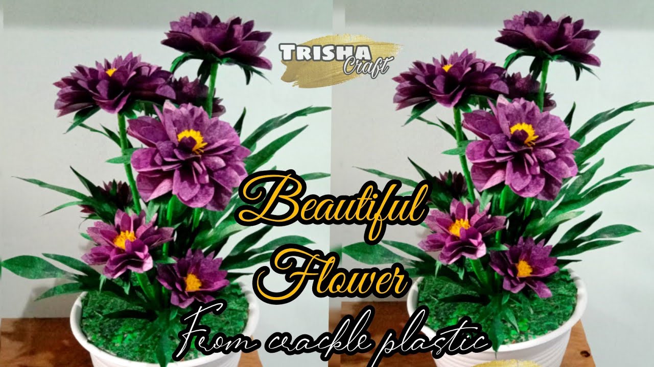 Beautiful flower from Crackle plastic