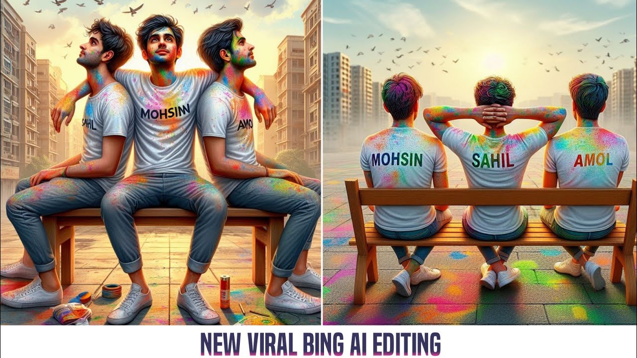 Happy Holi 3Best Friends Name Video Editing | Holi Ai Photo Kaise Banaye