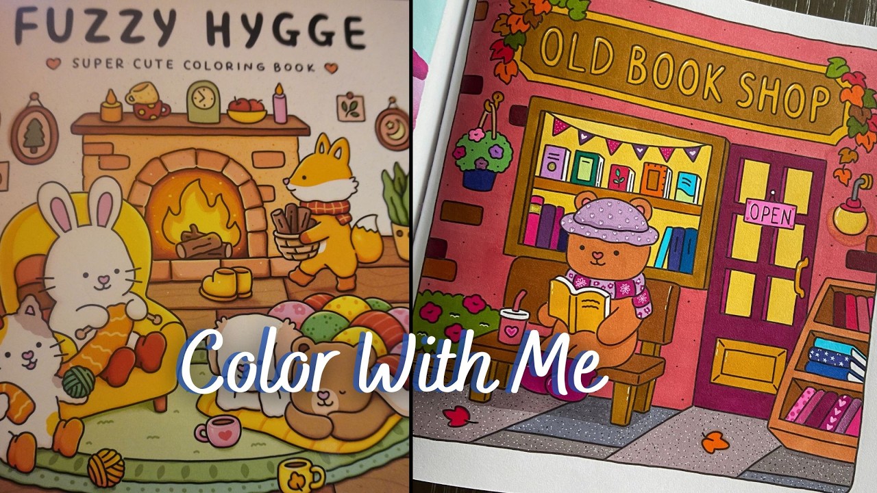 ☕️ Cozy Fall Book Shop Color With Me | Fuzzy Hygge Coloring Book