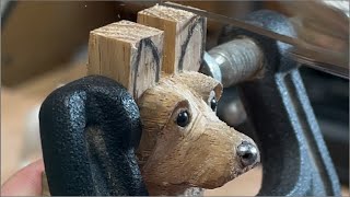 Carving a Cairn Terrier out of Hickory