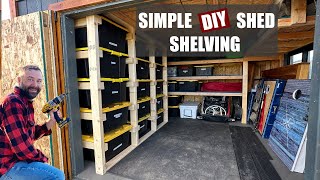 Simple DIY Shelves for your Shed or Garage | Tote Storage, Shed Shelf Ideas, Shed Organization