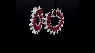 Blossming Ruby Half Hoop Earrings