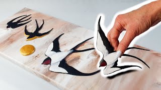 BEYOND POURING  3D SWALLOWS! Incredible Techniques YOU Can Try! On Canvas | AB Creative Tutorial