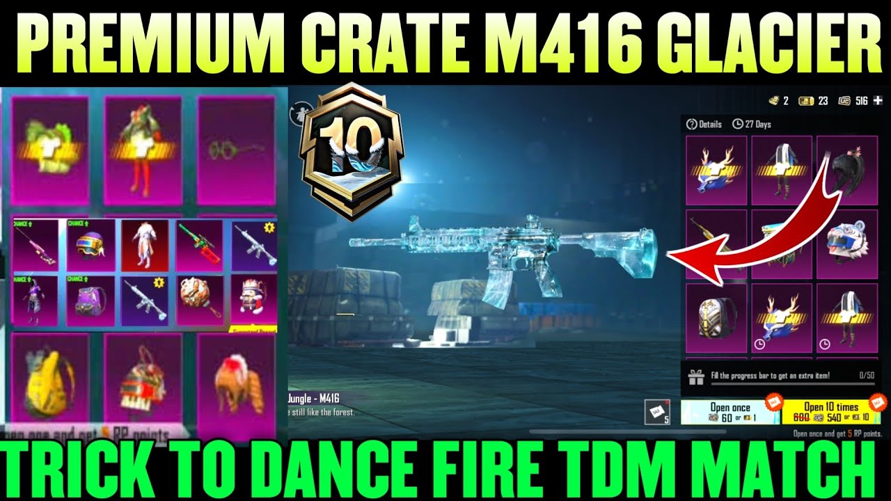 😍TDM DANCE FIRE TRICK | NEW PREMIUM CRATE 416 GLACIER | WORLD BEST PREMIUM CRATE | A10 Royal Pass