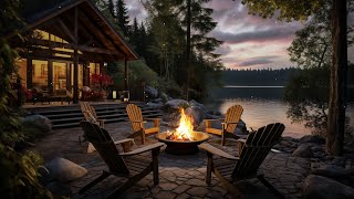 Tranquil Fireplace with River Forest Serenity | Perfect Sounds for Deep Relaxation