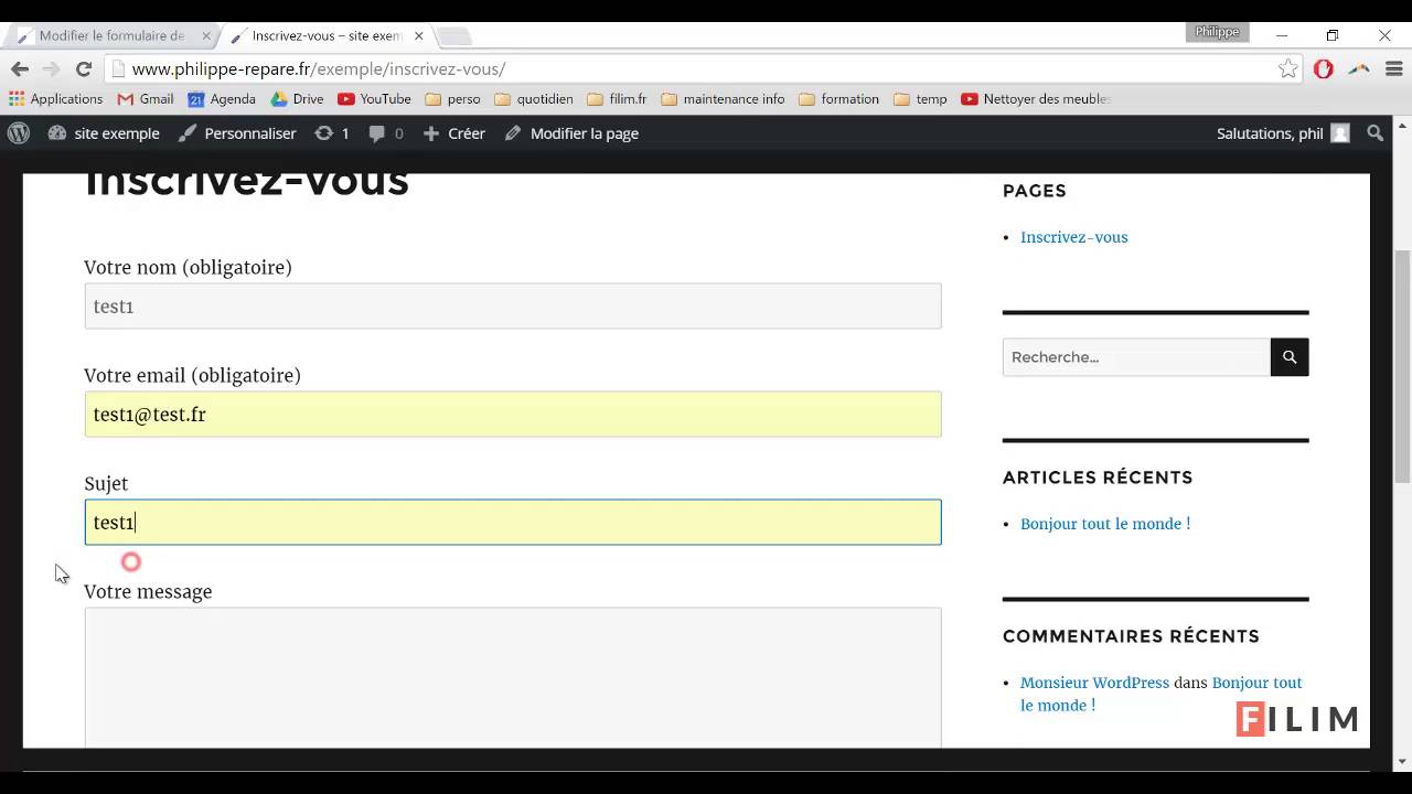 QR  - Formulaire dans WordPress