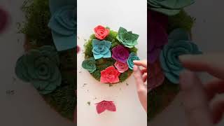 Colorful felt succulent garden #feltflower #feltsucculent