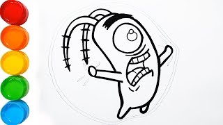 Como Dibujar y Colorear a Plankton de Bob Espoja - Videos Para Niños - Learn Colors / FunKeep Art