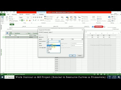 Work Contour in MS Project (Similar to Resource Curves in Primavera)