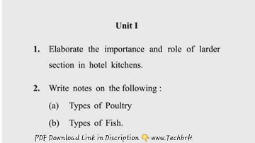BHM 4th Sem Food Production Operation Question Paper