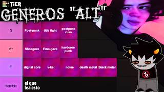 Tierlist de Subgeneros "Alternativos" de Musica