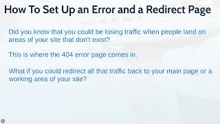 How To Redirect 404 error page an set up