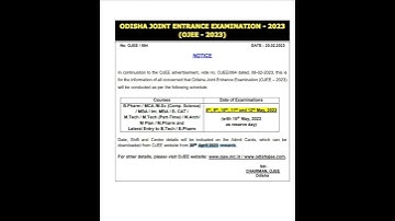 OJEE ADMITCARD DOWNLOAD  DATE || OJEE EXAM DATE 2023 || OJEE 2023 ||#ojee #shorts #ojeeexam