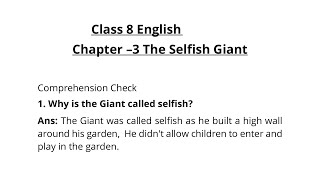 Question Answers ONLY / The Selfish Giant / Class-8 English NCERT Chapter 3 Solution By-KV Teacher screenshot 5
