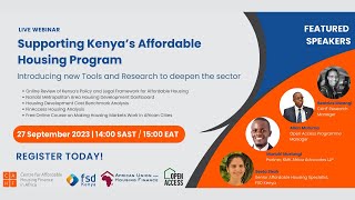 Kenya Webinar: Supporting Kenya's Affordable Housing Program