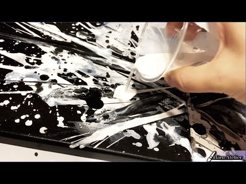 思うがまま白黒で絵を描いてみた。【アクリル】 - YouTube