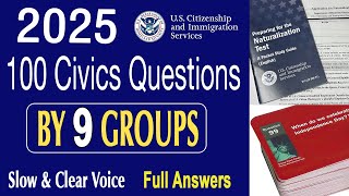 100 Civics Questions and Answers Easy to Memorize By 9 Groups | US Citizenship Test 2025 [Clear]