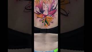Тату Лотос в акварели на спине для девушки #tattooartist #tattoo #tattooing #burlak #арт #юрга #тату