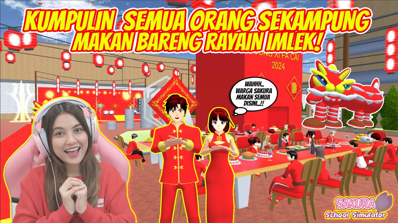 KUMPULIN SEMUA ORANG MAKAN BARENG RAYAIN IMLEK!! WOW..SERBA MERAH!! SAKURA SCHOOL SIMULATOR-PART 793