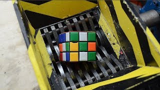 Crushing Rubiks Cube - Shredding 3X3 Rubiks - Shredder Vs Rubiks Cube Experiment