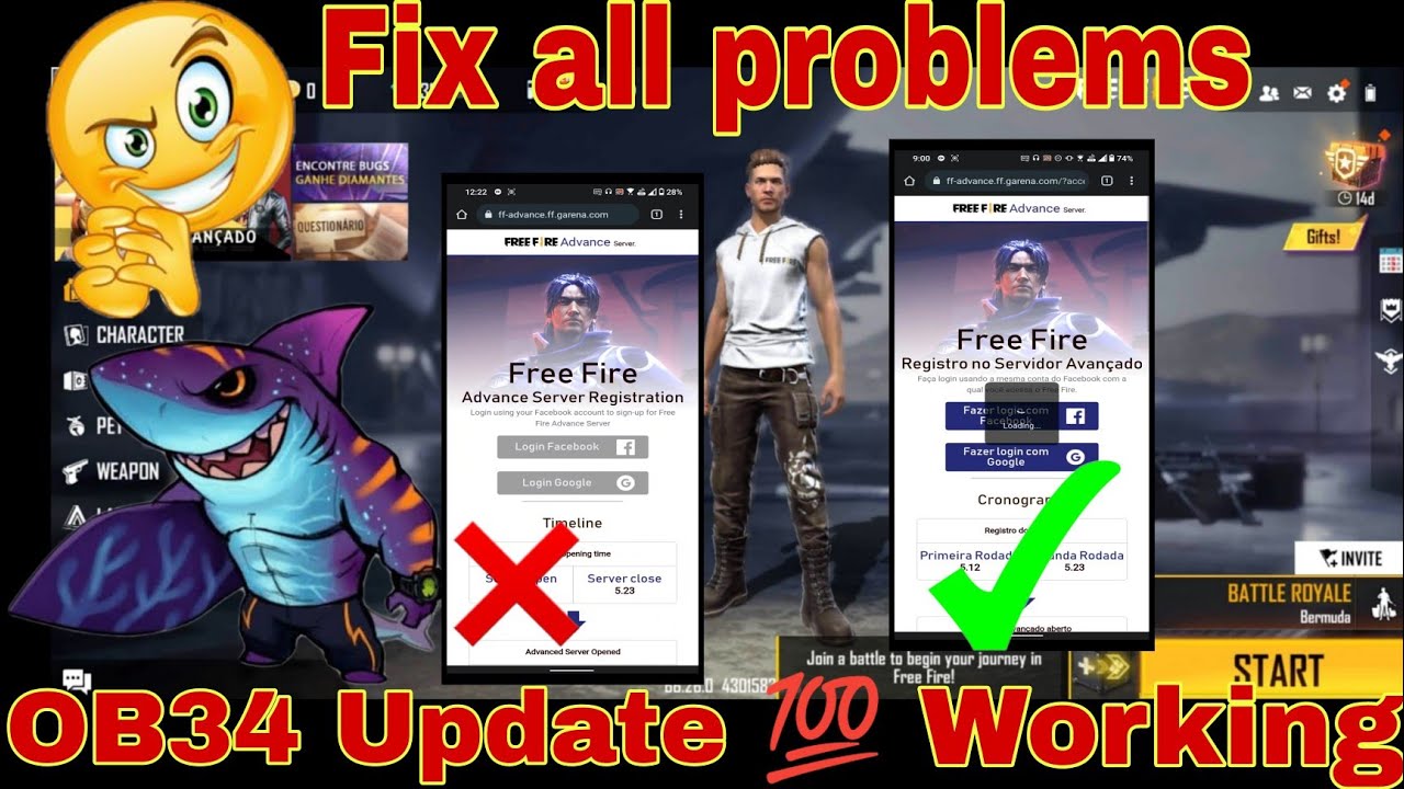 free fire!  0B34 Advance server update problem Solved minute ! Login problem fix ! Working💯 game run
