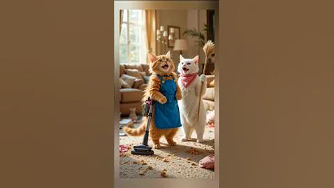 Watch the video about "Cats Cleaning Gone Wrong!😹🧹|Cat Adventures😺🤣|#viral #trending#viralvideo#cat #ytshorts#ytshort#cat