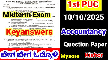 1st puc accountancy midterm exam question paper 2025 important questions for midterm exam 