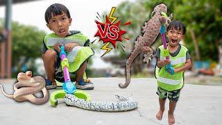 คน vs งู จับตุ๊กแกยักษฺ์ เด็กกู้ภัยจับสัตว์ | พี่ปลื้ม