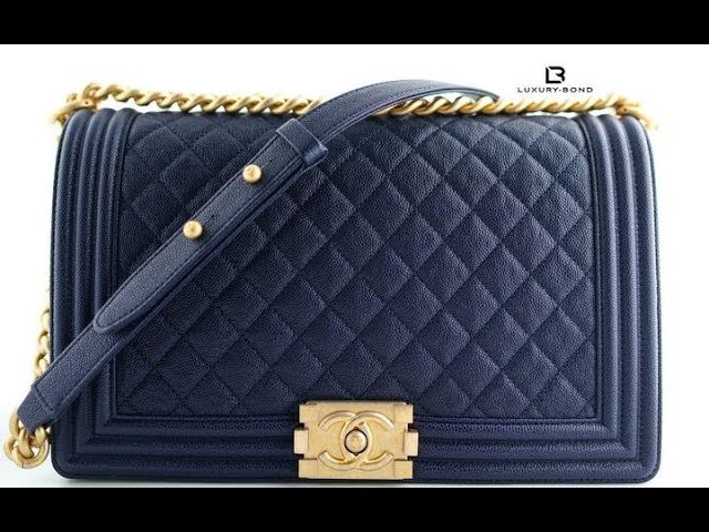 Chanel Blue Caviar Leather Boy Wallet Chanel