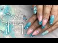 Hard Gel Spring Nails | Blue Hard Gel Nails | Glow In The Dark Spring Nails