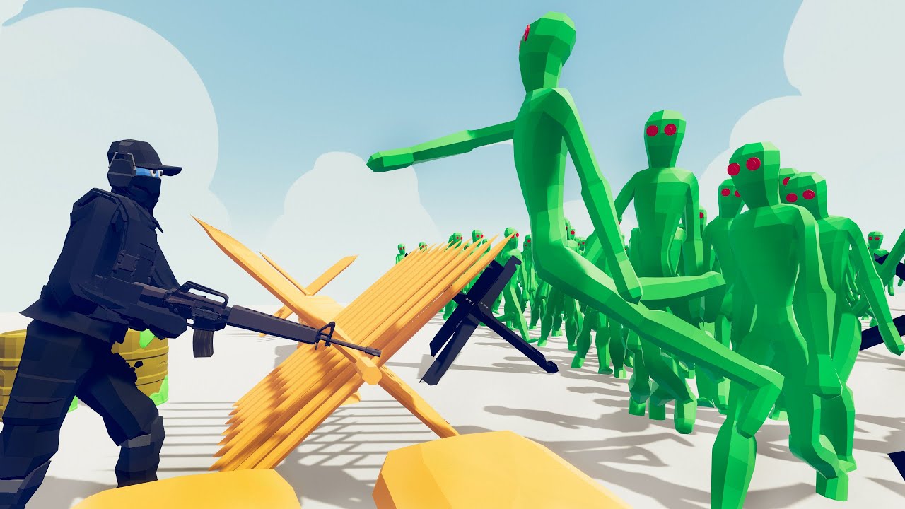 Zombie 100 Units vs Army Soldier - Totally Accurate Battle Simulator TABS