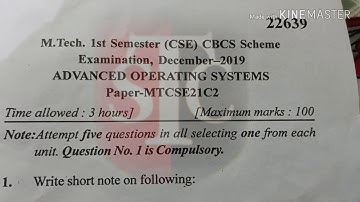 2019 MDU M.TECH CSE question paper of is semester Advanced Operating System