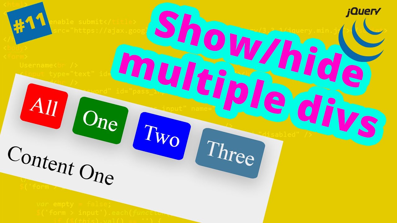 Show/Hide Multiple Divs With Jquery/Hide Show Div,Elements On Click In Javascript/Jquery Hide Show