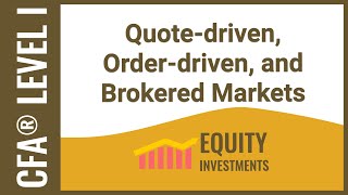 CFA Level I Equity Investments - Quote driven, Order driven, and Brokered Markets