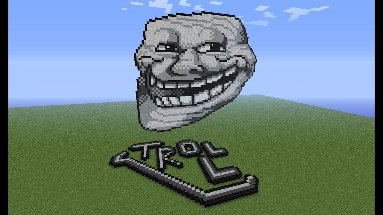 Minecraft - Troll Face Pixelart - YouTube