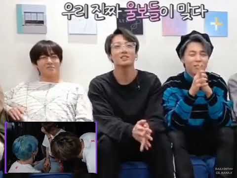tae's giggles and the way jimin reached over 🥺💜 taehyung is crying #bts #taehyung #jimin #jungkook