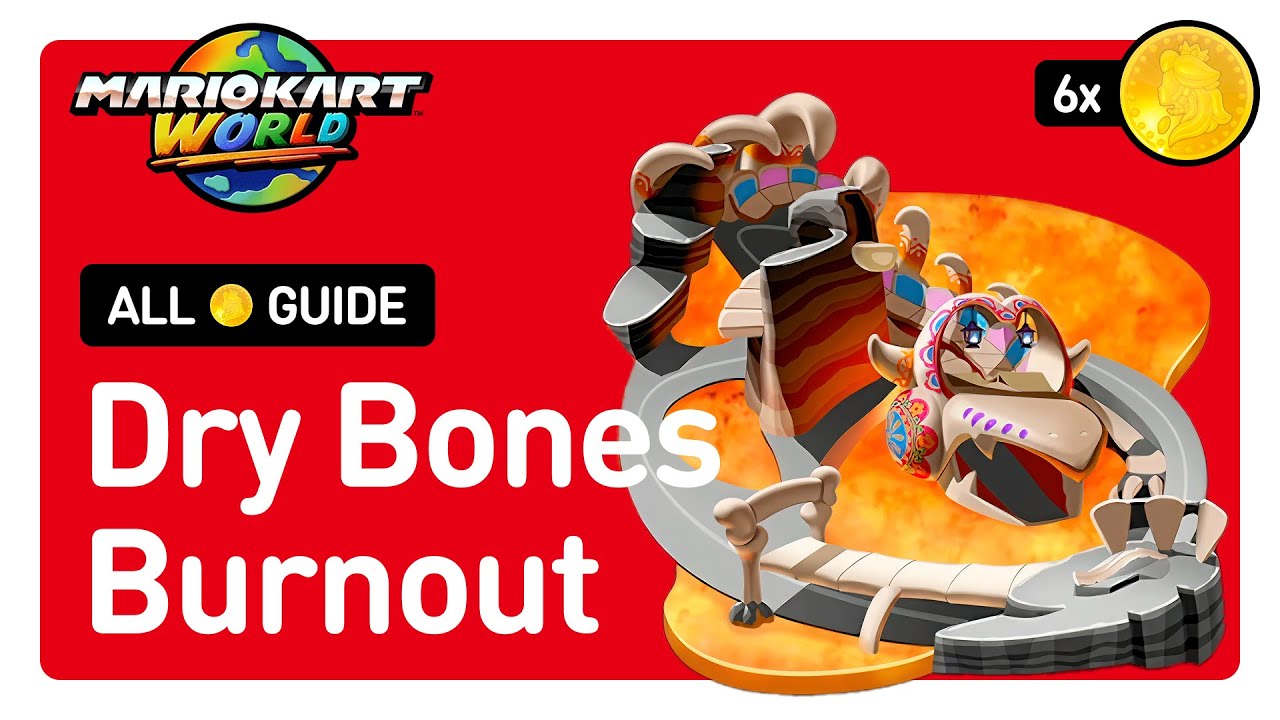 Mario Kart World - All Peach Medallion Locations in Dry Bones Burnout ...