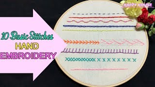 TOP 10 STITCHES IN HAND EMBROIDERY | Hand Embroidery for Beginners