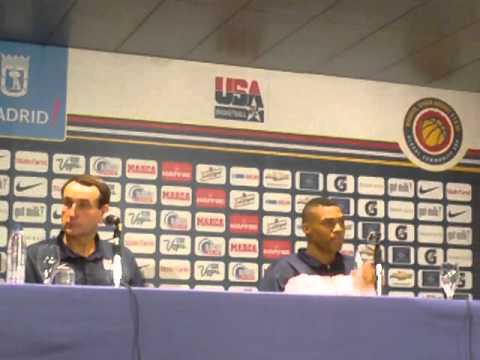 Global Community Cup. USA vs Lithuania. Post-game press conference. Coach K and MVP of the game Russell Westbrook answer questions from the media. Spanish translation is given. See our stories from the weekend at www.netscoutsbasketball.com/blog