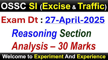 OSSC SI 2024 Reasoning Question Paper #ossc #osscsi #osscexam