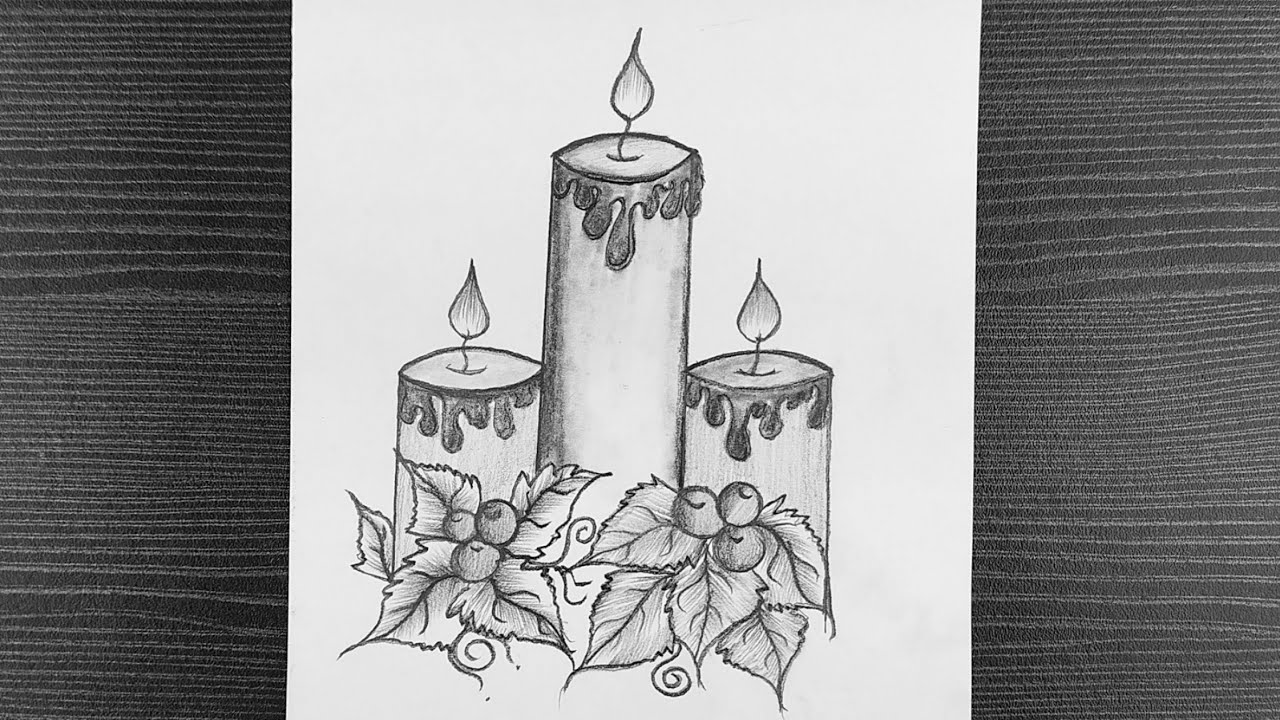 How To Draw Christmas Candle Step By Step Christmas Candle With