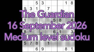 Sudoku solution – The Guardian 16 September 2026 Medium level sudoku screenshot 5