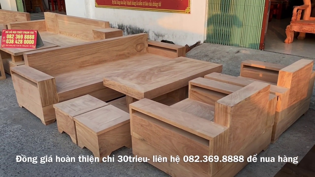 3 mẫu bàn ghế sofa gỗ gõ đỏ giả nguyên khối bán chạy nhất tại ...