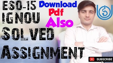 SOLVED 👌ASSIGNMENT👌 ESO-15  OF IGNOU /2020/#IGNOU/#ESO-15
