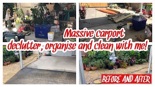 MASSIVE CARPORT DECLUTTER, ORGANISE AND CLEAN WITH ME!!
