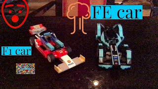 The lego outset comparison on the lego ferrari f1 car and the lego jaguar fe car